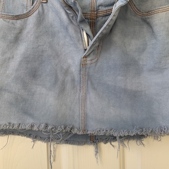 one teaspoon women’s high waist super fitted jean mini skirt raw hem size 26 - Picture 9 of 12